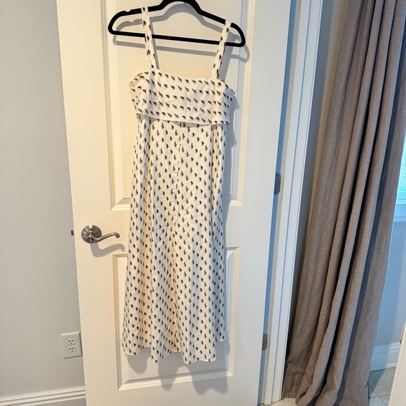 Theory Floral lkat Print Silk Tie Back Slip Midi Dress Size Small - Picture 4 of 10